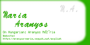 maria aranyos business card